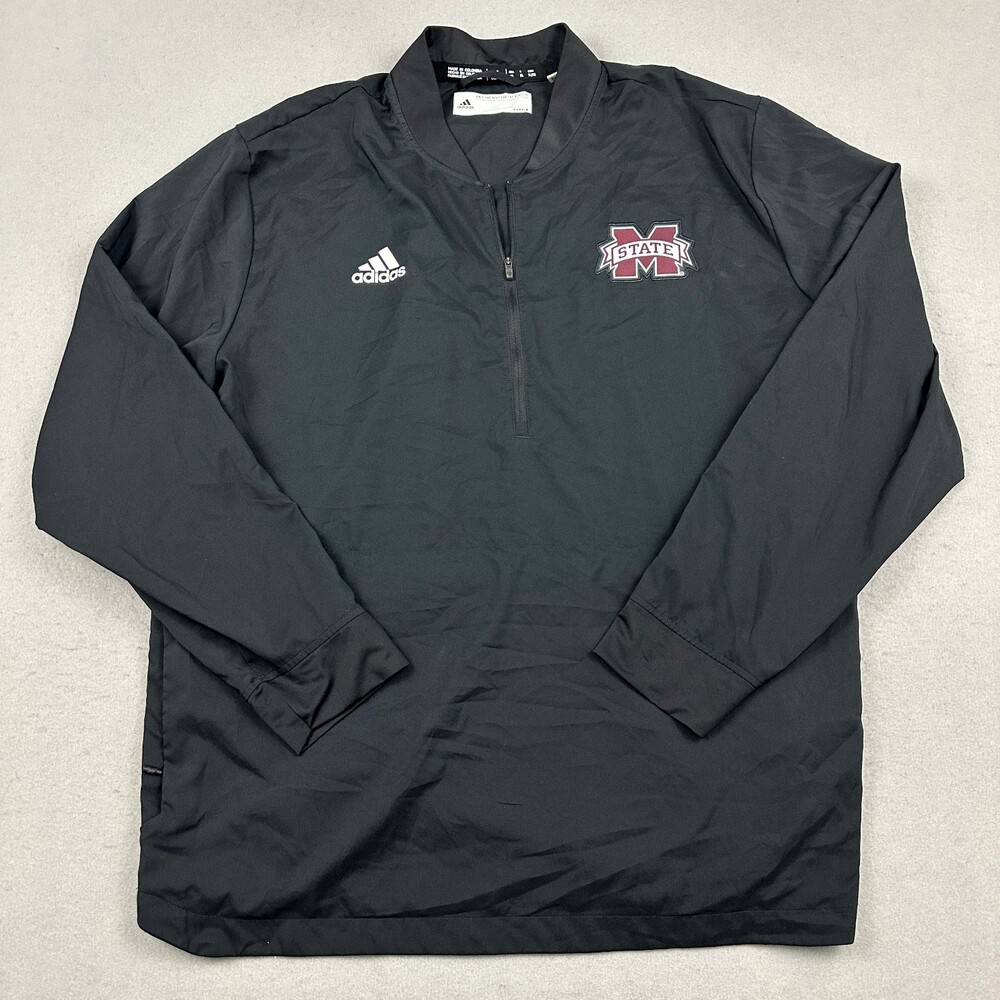 Mississippi State Bulldogs Jacket Men XL Black Adidas M-State 1/4 Zip NCAA